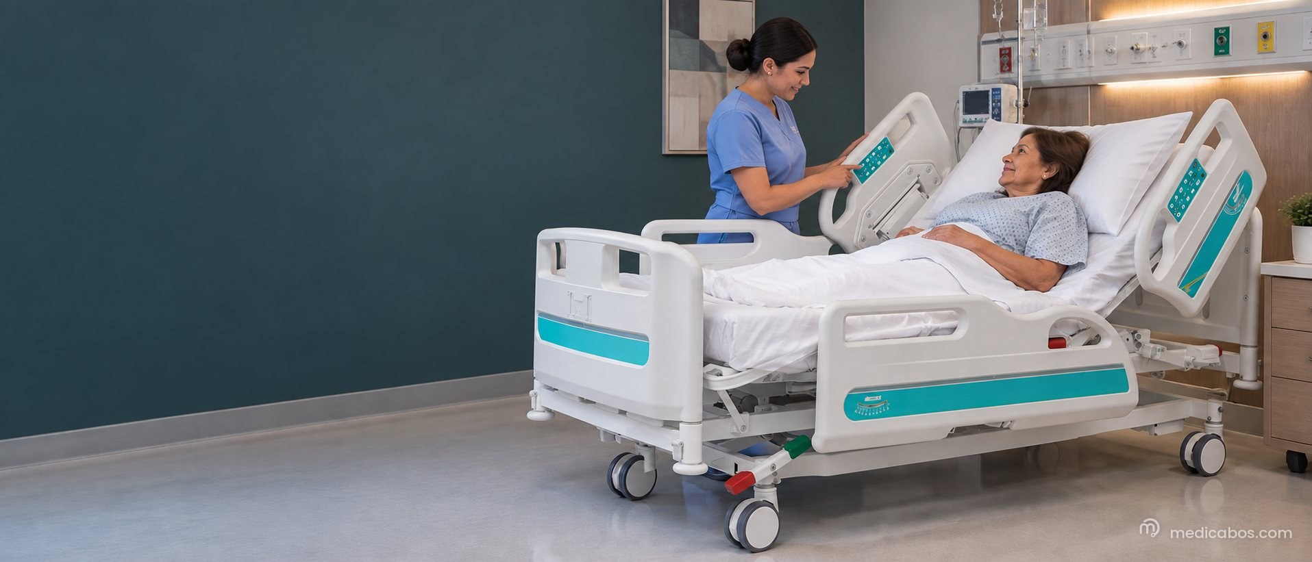 Cama hospitalaria eléctrica 5 funciones premium ICU
