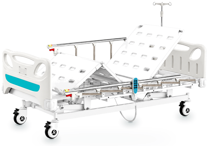 Cama hospitalaria eléctrica 3 funciones Turquesa + colchón