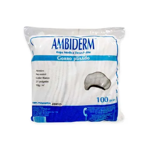[AB028] Gorro Plisado Blanco Paciente 10gr Bolsa c/100 Pzas