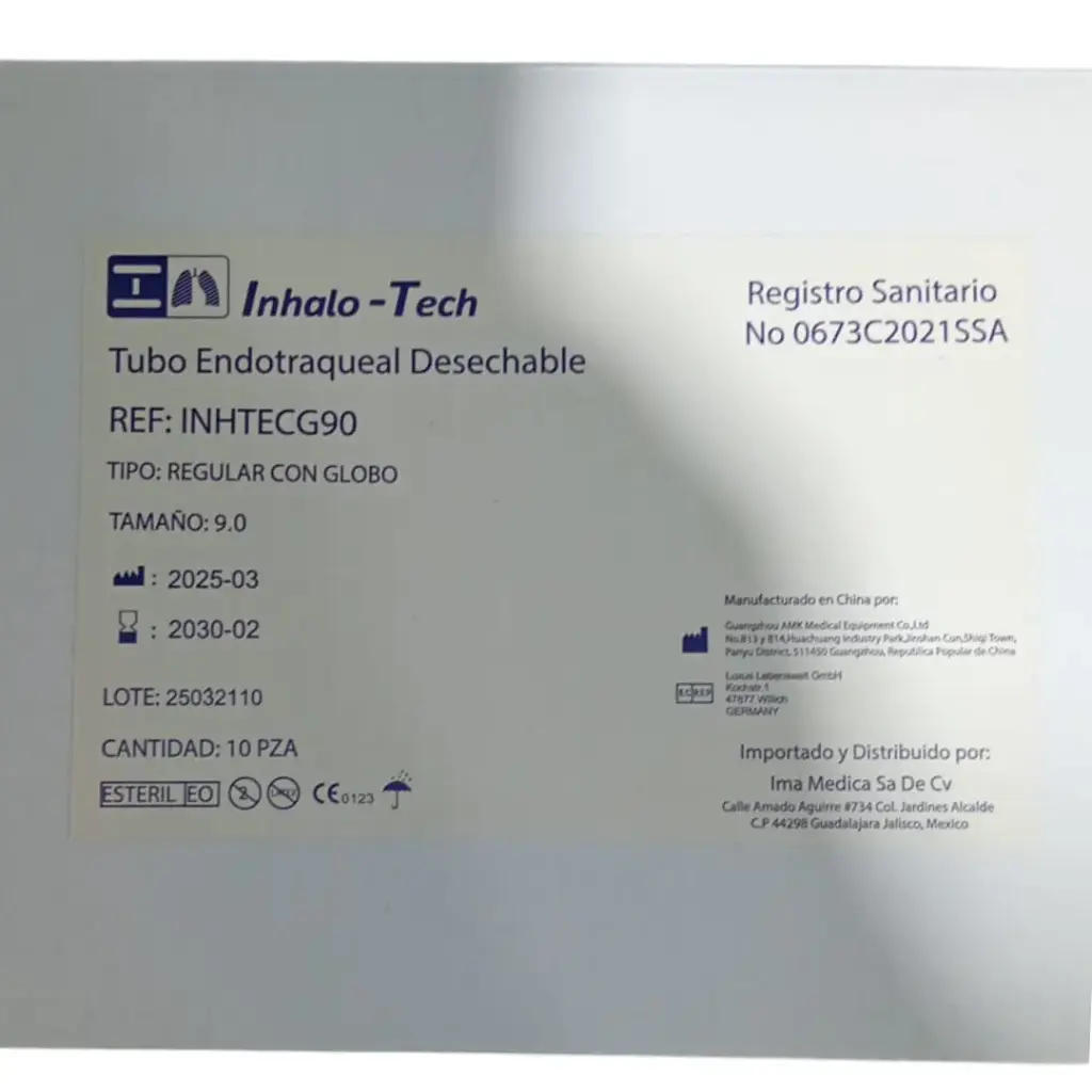 [INHTECG90] Tubo Endotraqueal Con Globo # 9 Mca Inhalotech