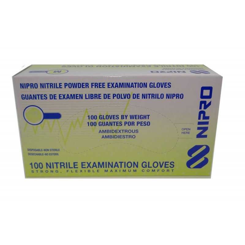 [NI0085] Guante de nitrilo de exploracion sin polvo Nipro Grande  Caja C/100