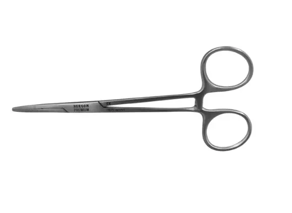 Pinza Kelly, Recta 14 Cm. Con Estrias Transversales. H.P.