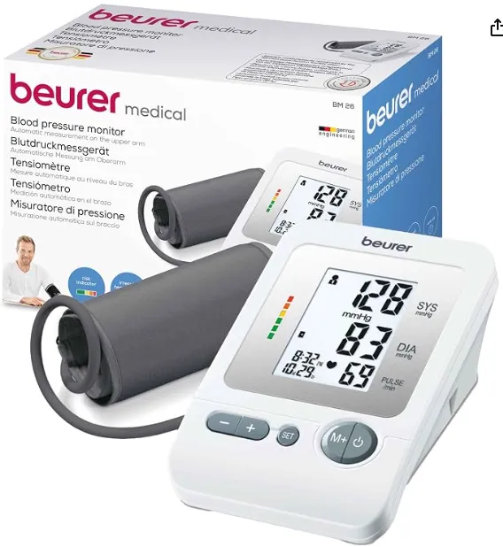 [BM26] Monitor de presión arterial, BM26, Baumanómetro digital de brazo con detector de arritmias e indicador de riesgo.