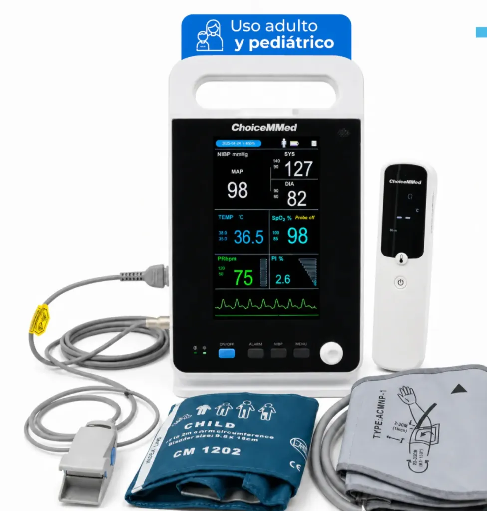 [M7R] Monitor De Signos Vitales Xignal Con Bluetooth Y Termómetro
  De Oído. Adulto Y Pediátrico. Pantalla A Color De 7 Pulgadas.
  Ligero Y Portátil, Peso Menor A 2 Kg. Lectura De Spo2, Pi Y Nibp.