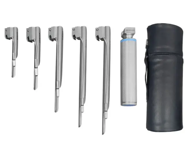[H2-125] Estuche De Laringoscopio Miller Luz Estandar 5 Hojas (#1, #2, #3, #4 #5) Y Mang