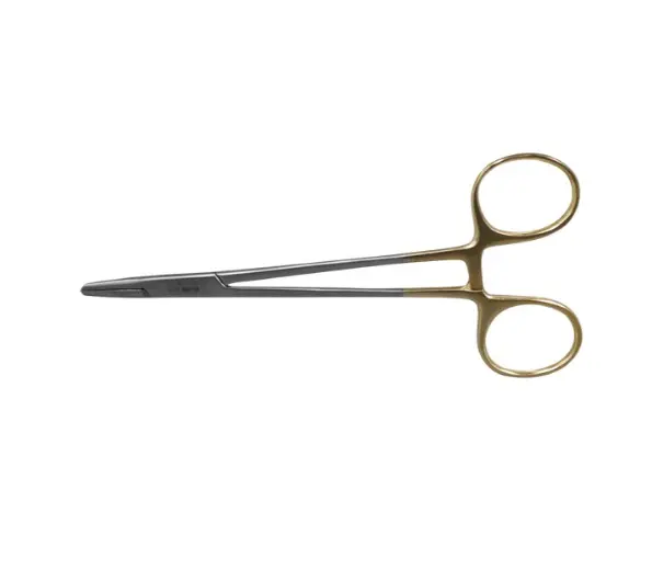 [6-11-6] Porta Agujas Mayo-Hegar 14 Cm, Recto, Con Ranura Central Y Estrias
 Cruzadas. H.P.