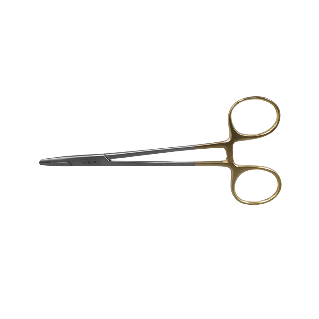 Porta Agujas Mayo-Hegar 15 Cm, Recto, Sin Ranura Central, Con Insertos De Carburo De Tungsteno. H.P.