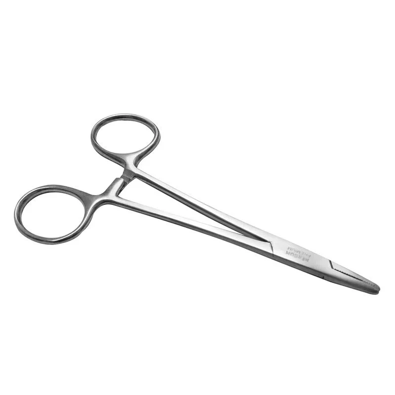 [6-13-6] Porta Agujas Mayo-Hegar 16 Cm, Recto, Con Ranura Central Y Estrias
 Cruzadas. H.P.