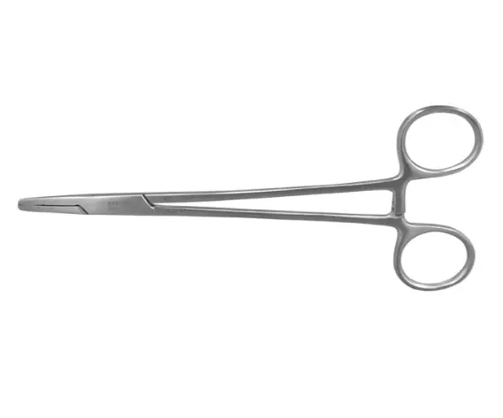 [6-14-6] Porta Agujas Mayo-Hegar 18 Cm, Recto, Con Ranura Central Y Estrias
 Cruzadas. H.P.