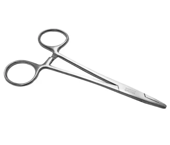 [6-14] Porta Agujas Mayo-Hegar 18 Cm, Recto, Con Ranura Central Y Estrias Cruzadas. H.S.