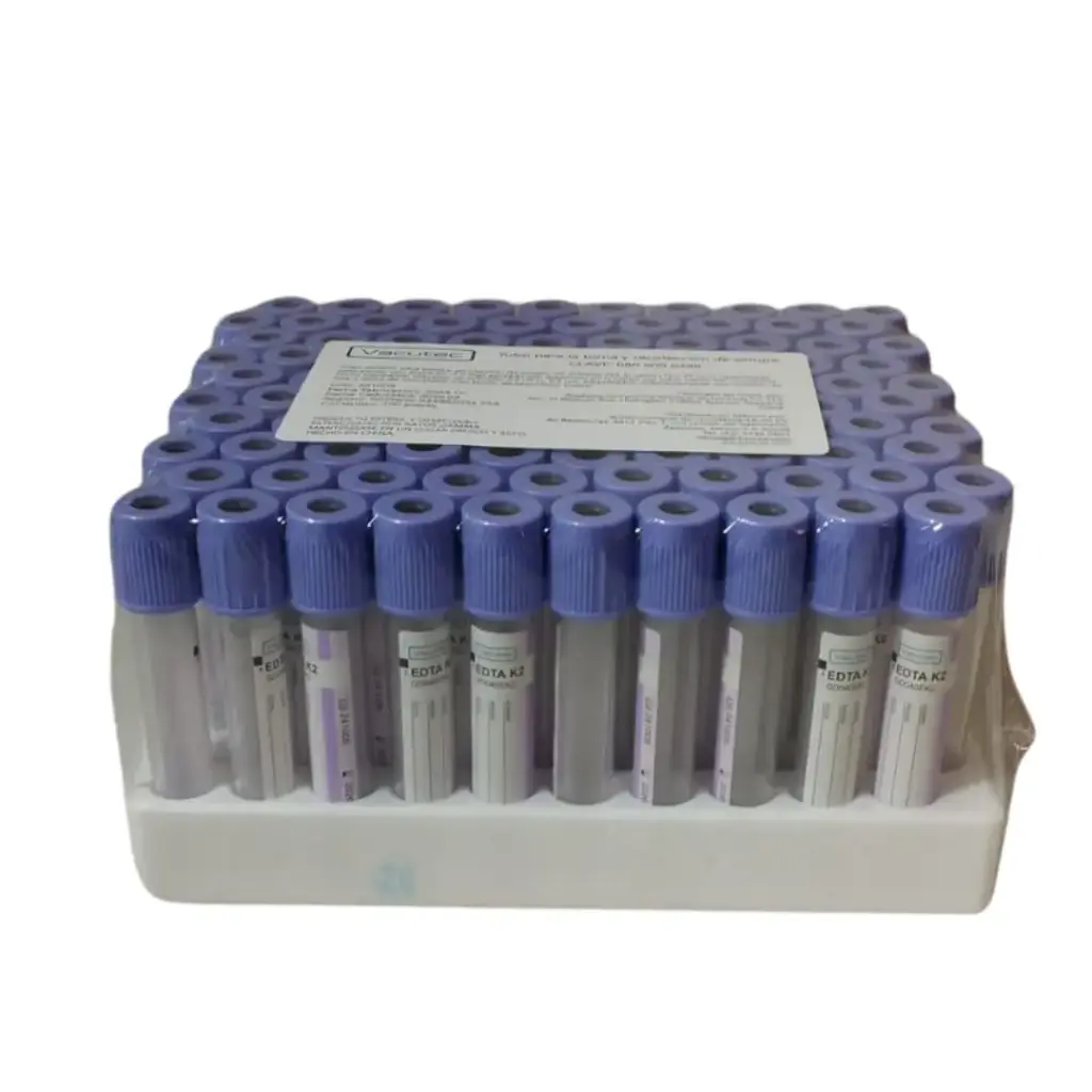 Tubo vacutainer 4ml Toma y Recolección de Sangre Tapón Lila C/100 Vacutec