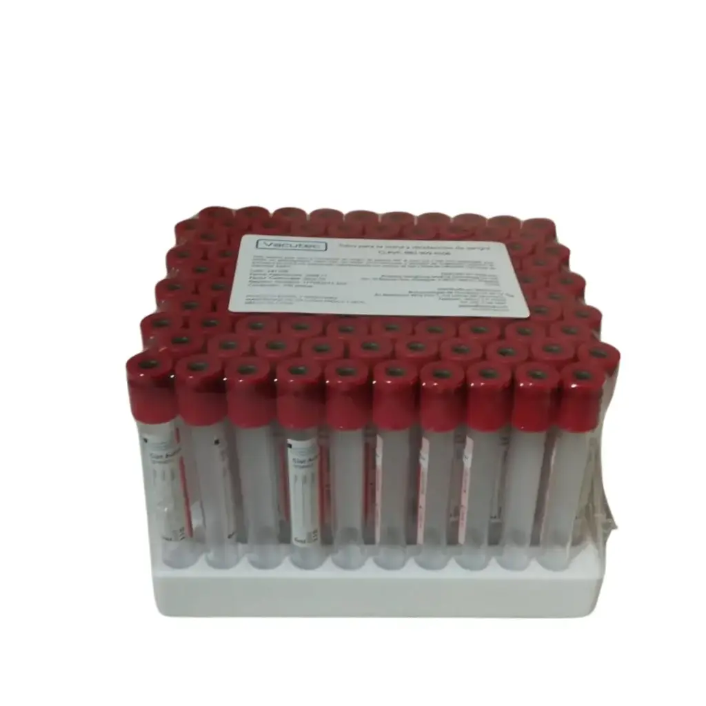 Tubo vacutainer 8ml Toma y Recolección de Sangre Tapón Rojo C/100 Golden Vac