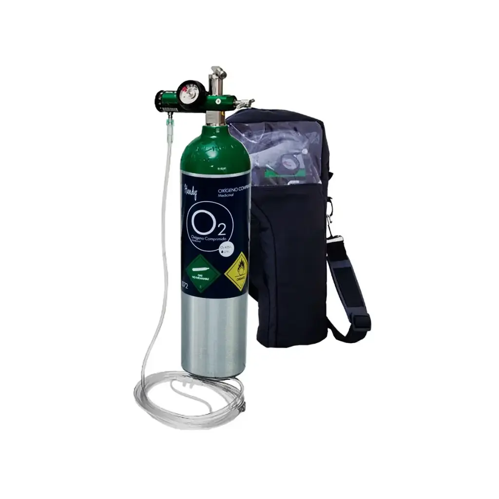 [KIT-MD] Kit Tanque de Oxigeno con Capacidad de 425 Lts. Sin Oxigeno (regulador,puntas Nasales, Bolsa Porta Tanque)  Tipo D
