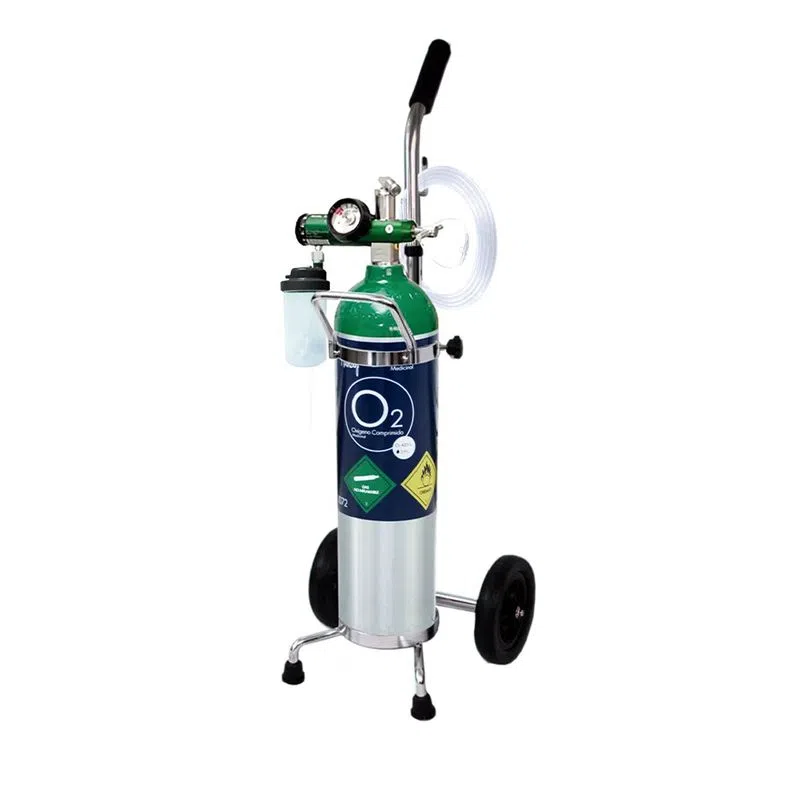 [KIT-M60] Kit Tanque de Oxigeno con Capacidad de 1699 Lts. Sin Oxigeno (regulador,puntas Nasales,vaso Humificador, Carro Porta Tanque )