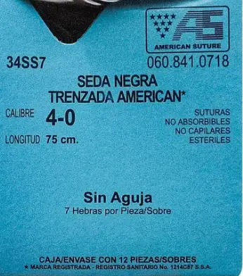 [SASN34BI1] Seda Negra 4/0 B-5 75cms Aguja 26mm 1/2 Circulo