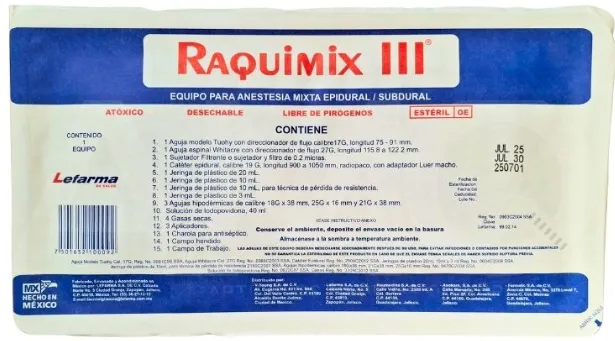[SU990216] Raquimix III P/bloqueo Mixto Epidural/subdural
