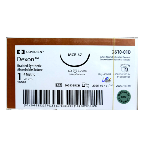 SUTURA ACIDO POLIGLICOLICO CALIBRE 1 AGUJA AHUSADA 37 MM CAJA C/12 (DEXON COVIDIEN)