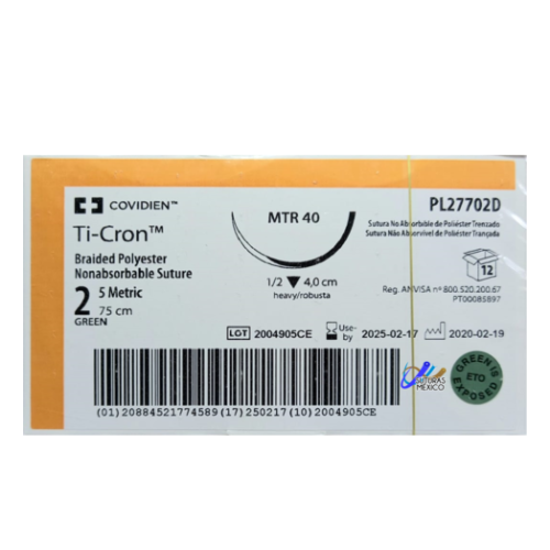 Sutura 2 Poliester MTR 40 AGUJA 1/2 CORTANTE Covidien