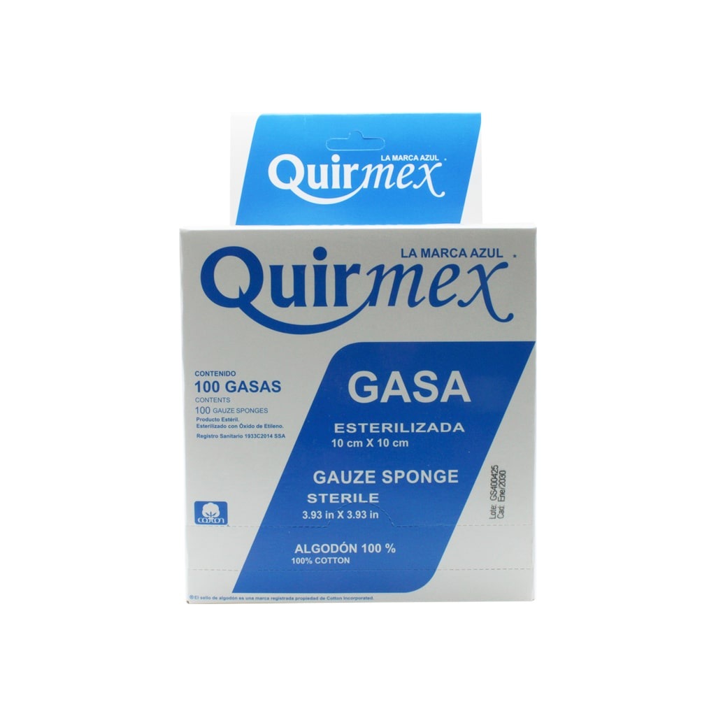 [7503003406075] Gasa esteril 10X10 Cm C/100 sobres Quirmex