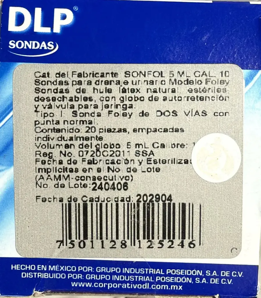 Sonda Foley 5 Ml Cal. 10 Fr (2Vías)