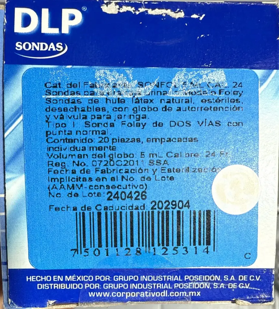 Sonda Foley 5 Ml Cal. 24 Fr (2Vías)