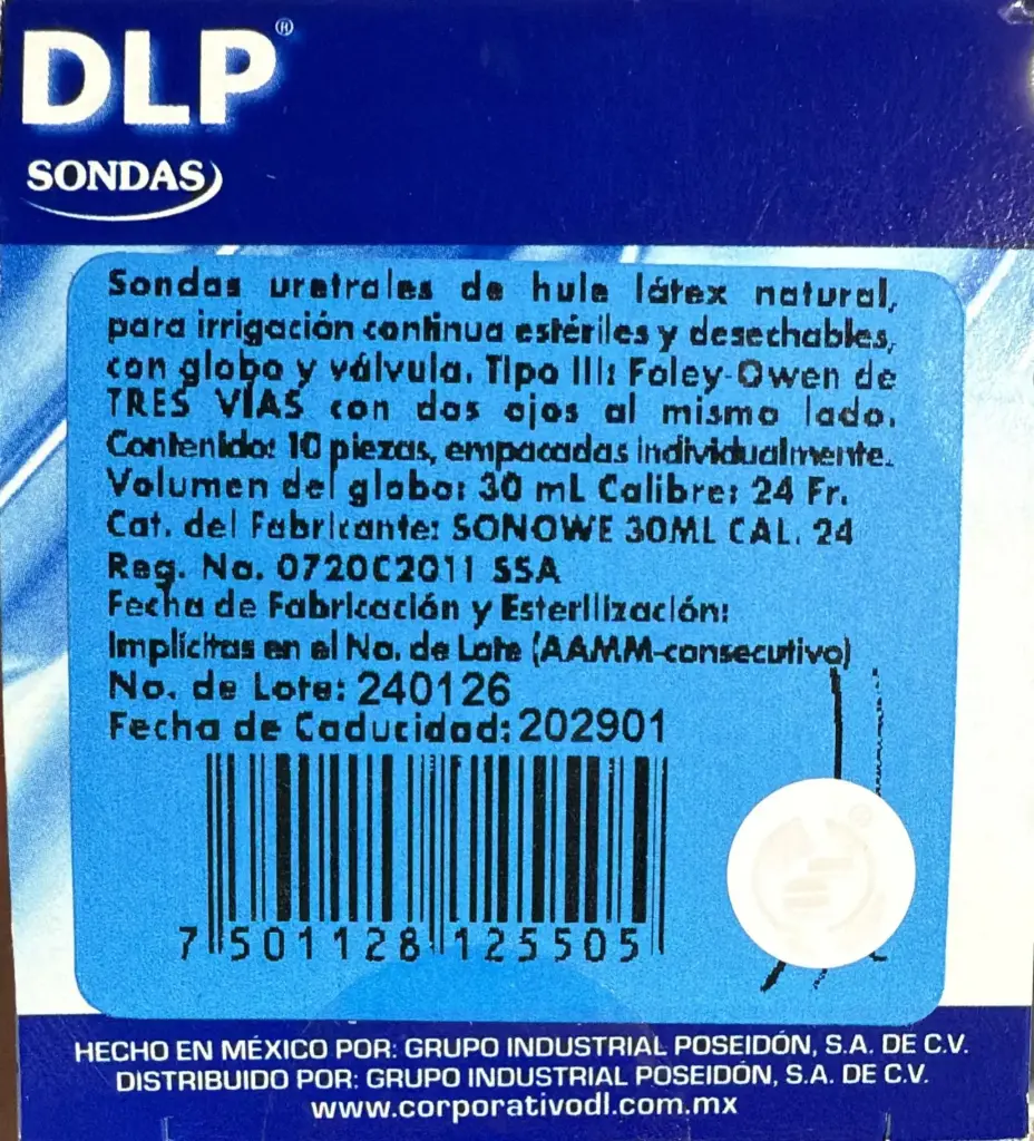 Sonda Foley-Owen 30Ml Cal.24 Fr (3Vías)