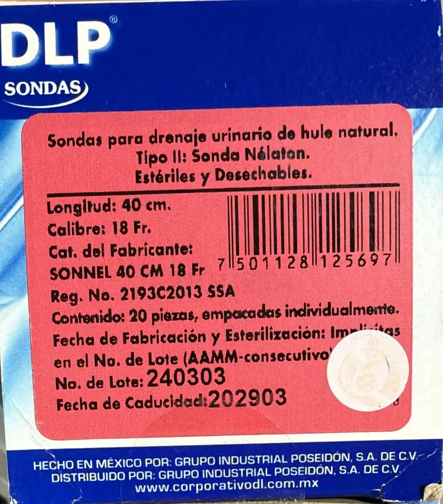 [DL0070] Sonda Nélaton 40 Cm 18 Fr DL
