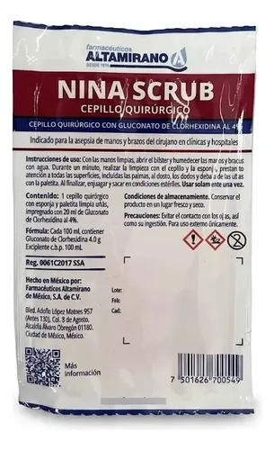 Cepillo QX Para Cirujano C/Jabón (Gluconato De Clorhexidina Al 4%)