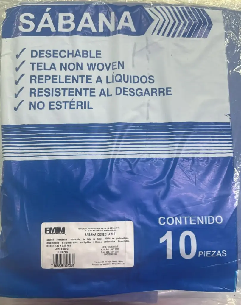 [RDMAY27] Sábana desechable 1.2 x 2m paquete c/10