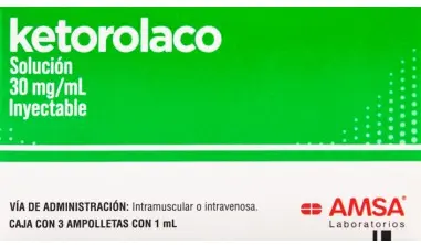 KETOROLACO 30 MG SOLUCION INYECTABLE CAJA C/3 AMPOLLETAS