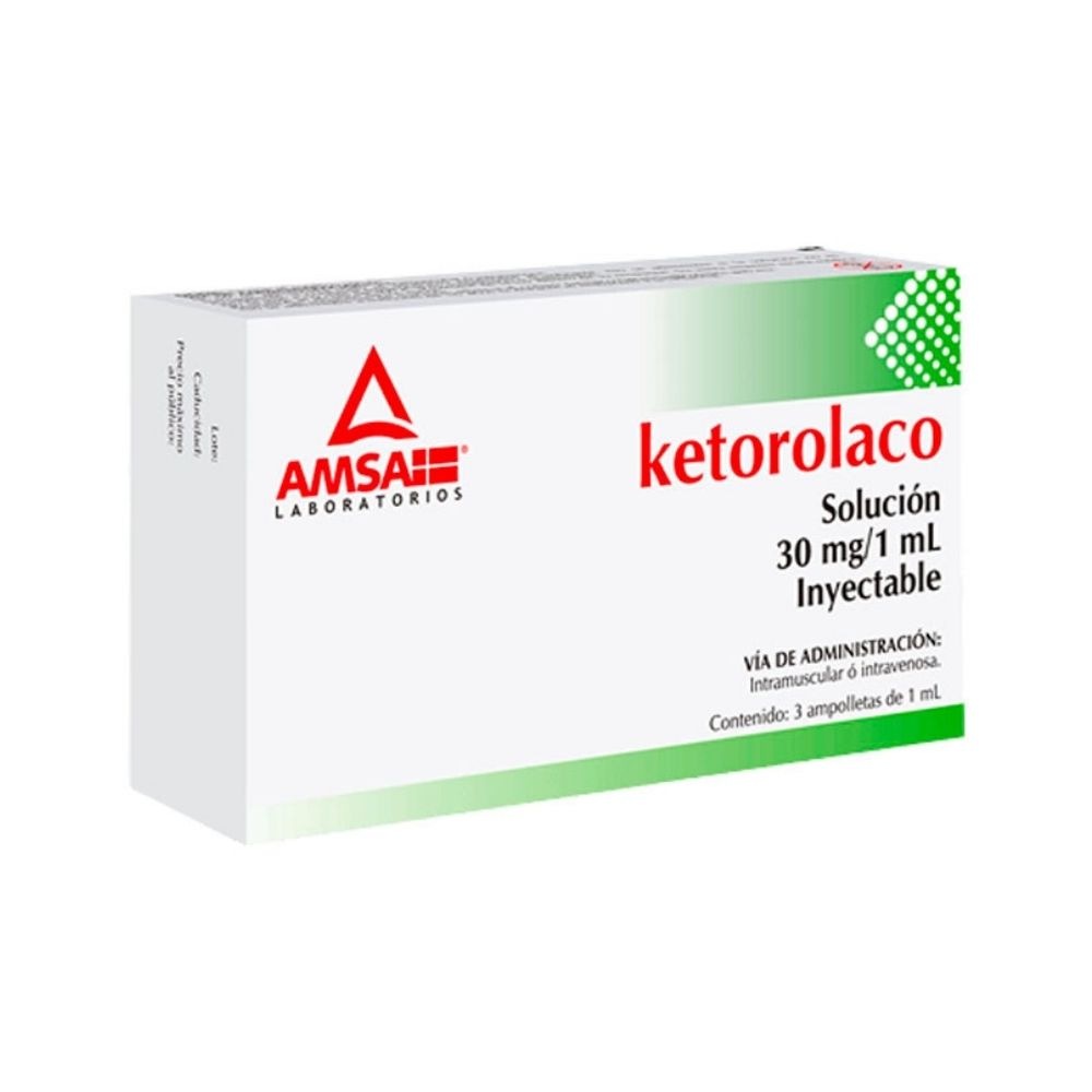 KETOROLACO 30 MG SOLUCION INYECTABLE CAJA C/3 AMPOLLETAS