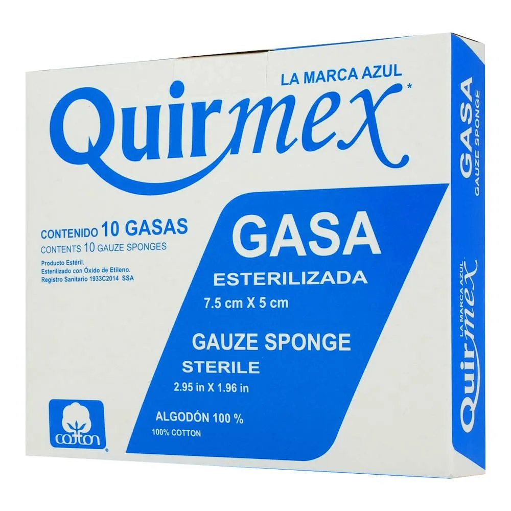 Gasa Esterilizada Quirmex 7.5 X 5 Cm 10 Piezas