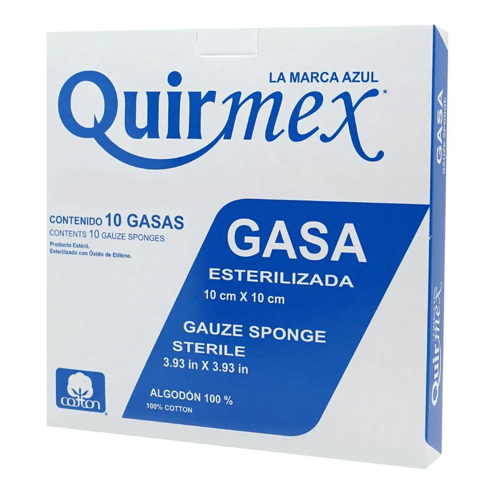 Gasa Esterilizada Quirmex 10X10 Cm 10 Piezas