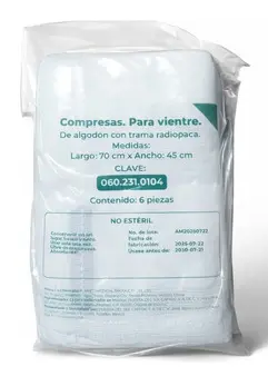 Compresa Para Vientre de algodón Con Trama 45x70 cm C/6  no esteril