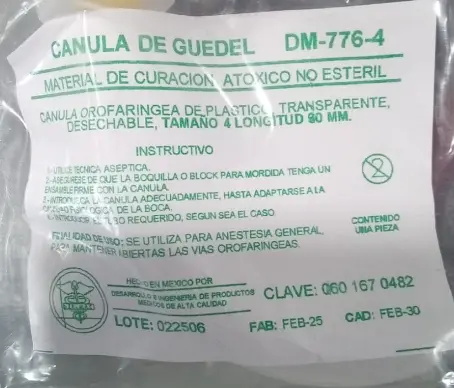 Cánula De Guedel No. 4 90 Mm Amarilla