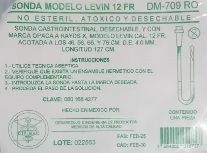 [DM-709RO] Sonda Nasogástrica Levin 12Fr Radiopaca