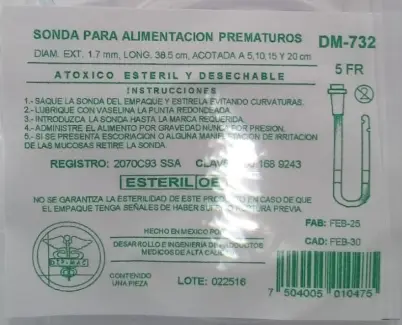 [DM-732] Sonda Para Alimentación 5Fr 38.5 Cm Estéril