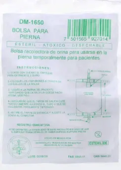 Bolsa Recolectora De Orina 650 ml Para Pierna Dip Mac