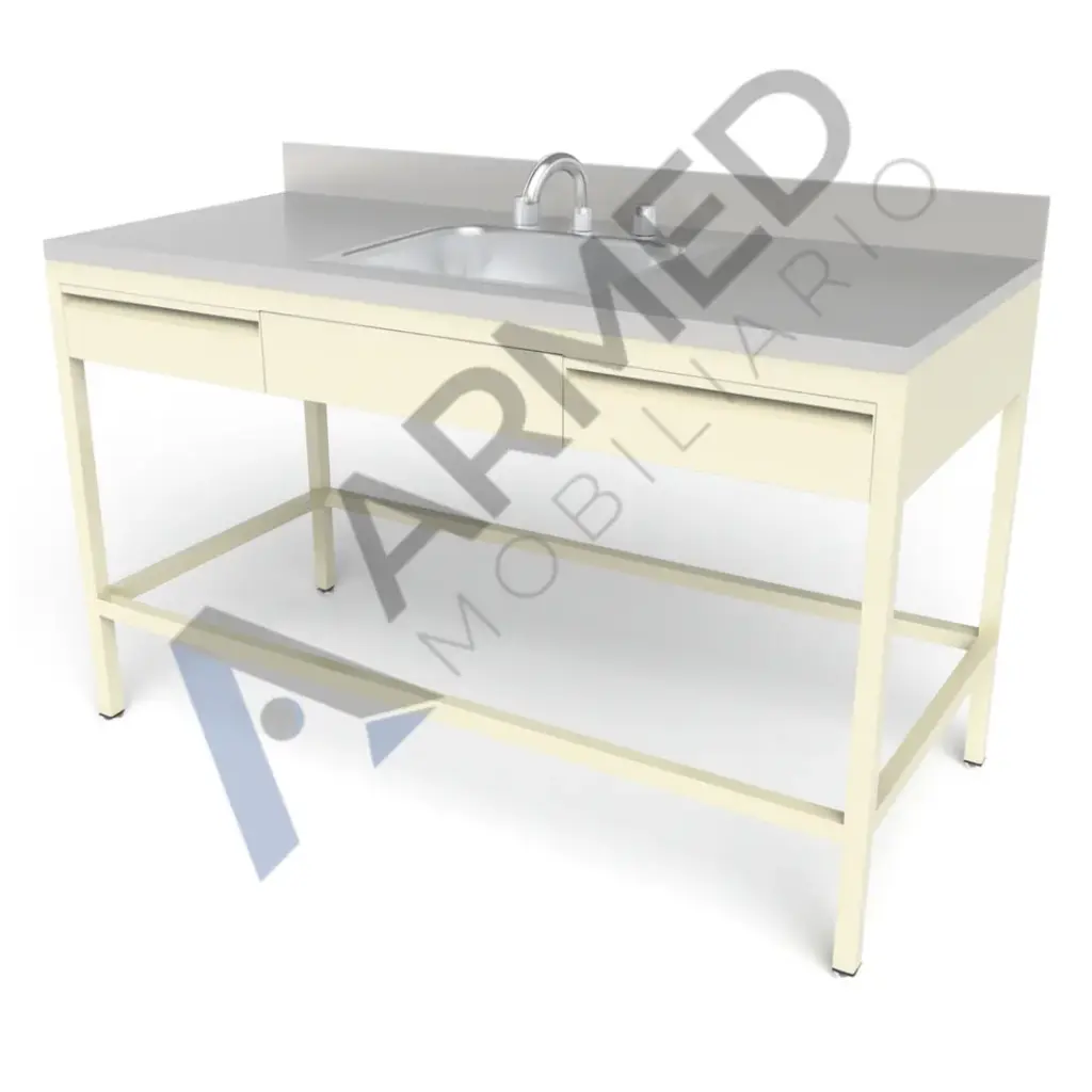 [AM-MSALFYC] MESA ALTA DE 1,50 CON FREGADOR Y CAJONES