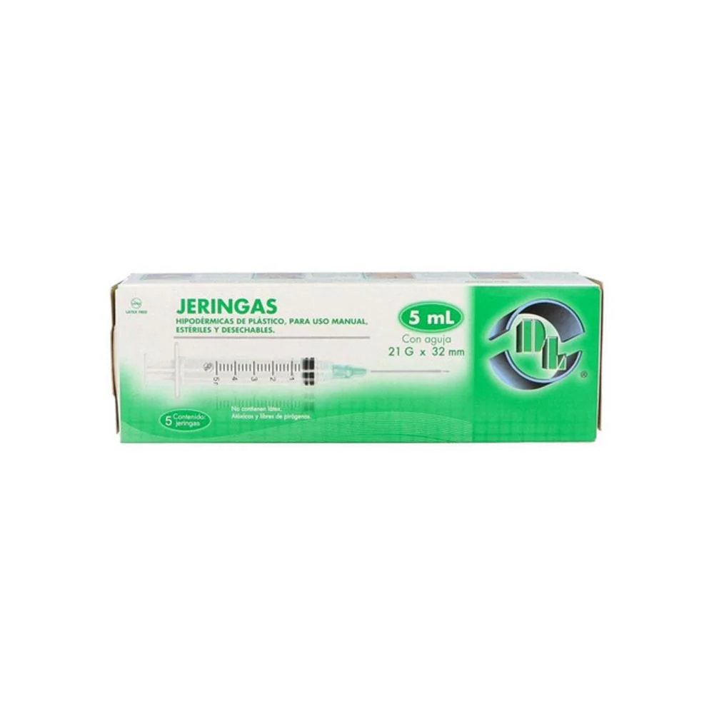 Jeringa  DL 5ML 21X32 C/5 pz