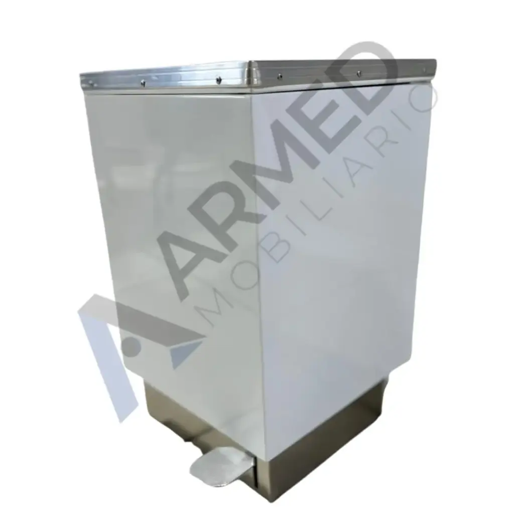 [AM-CESZOIN-BN] Cesto de Basura Con Zoclo de Acero Inox. (Blanco Con Negro)