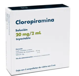 CLOROPIRAMINA 20MG/2ML SOLUCION INYECTABLE 5 AMPOLLETAS