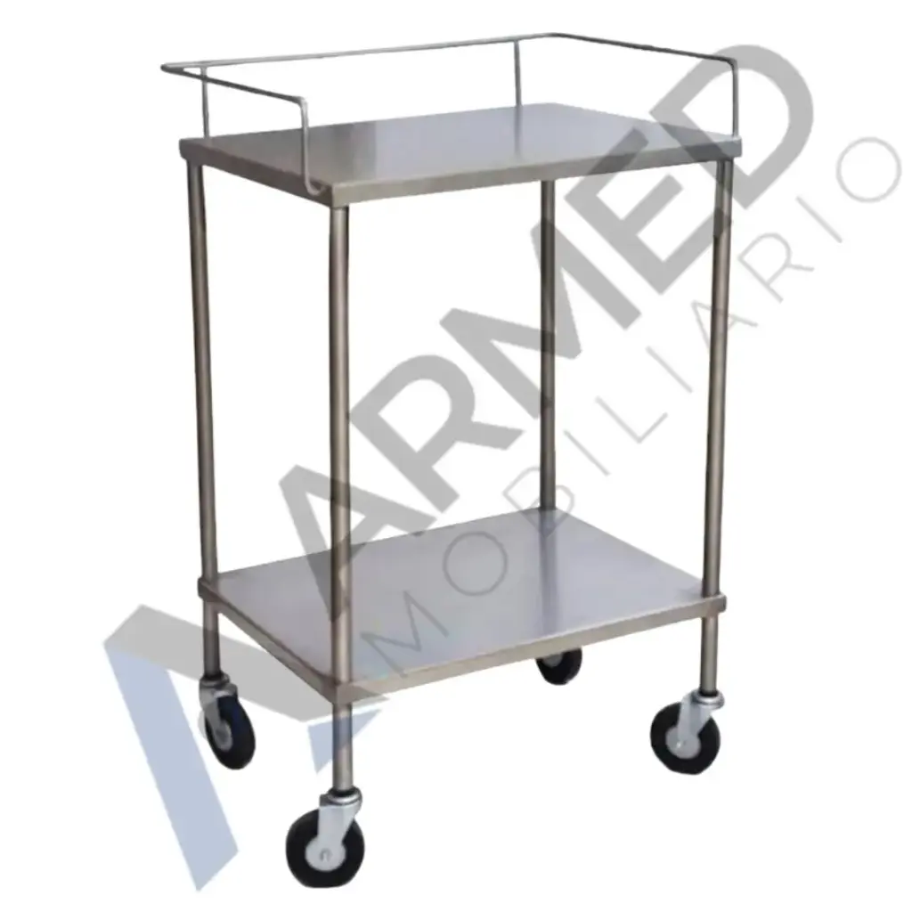 MESA PASTEUR SENCILLA CON BARANDAL ECONOMICA (ACERO Y CROMO)