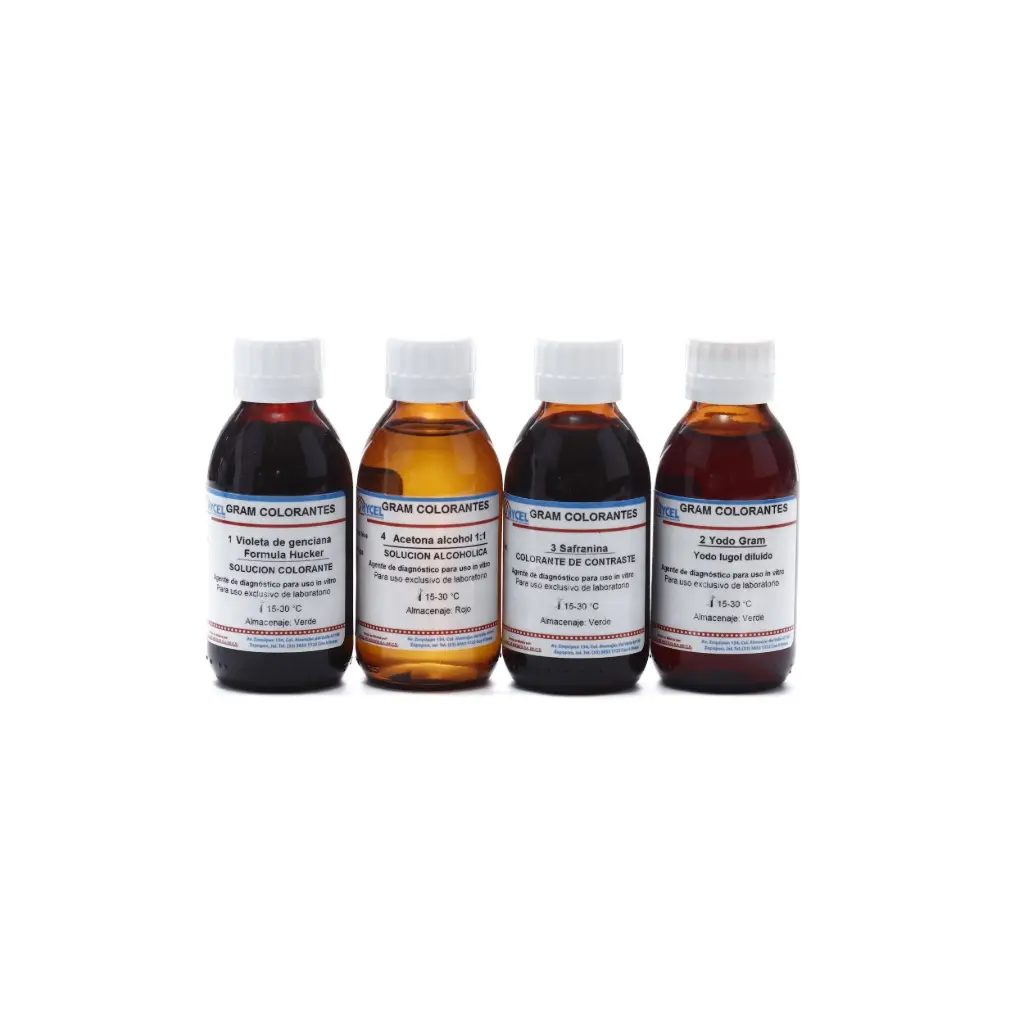 Kit Tincion Gram Colorantes Bacterias 125 Ml Hycel