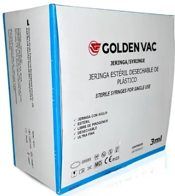 Jeringa 3ml 23g x 25mm golden vac Azul pieza