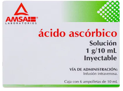 AMSA Ácido Ascórbico 1 g/10 ml solución inyectable C/6 Vitamina c