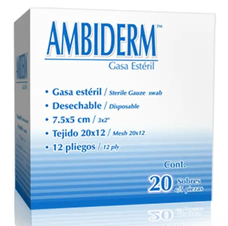 Gasa Estéril 7.5cmx5cm 12 Pliegos C/20 sobres de 5pz