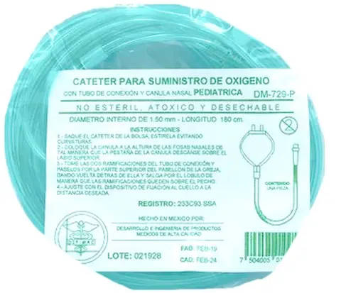 [DM-729-P] Sonda Nasal Para Oxígeno Pediatrica Dip Mac