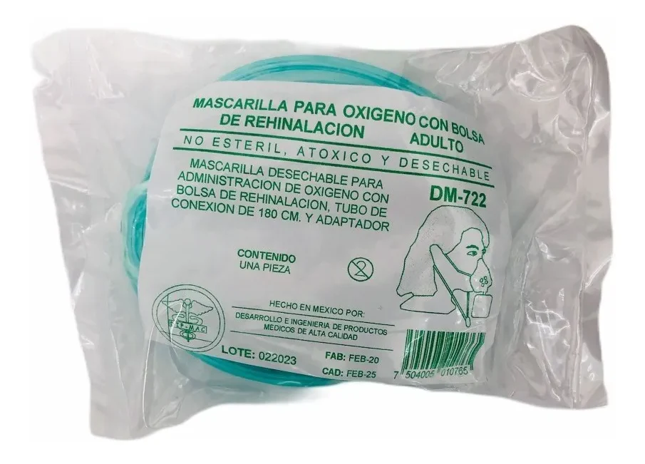 MASCARILLA DE OXIGENO CON RESERVORIO ADULTO