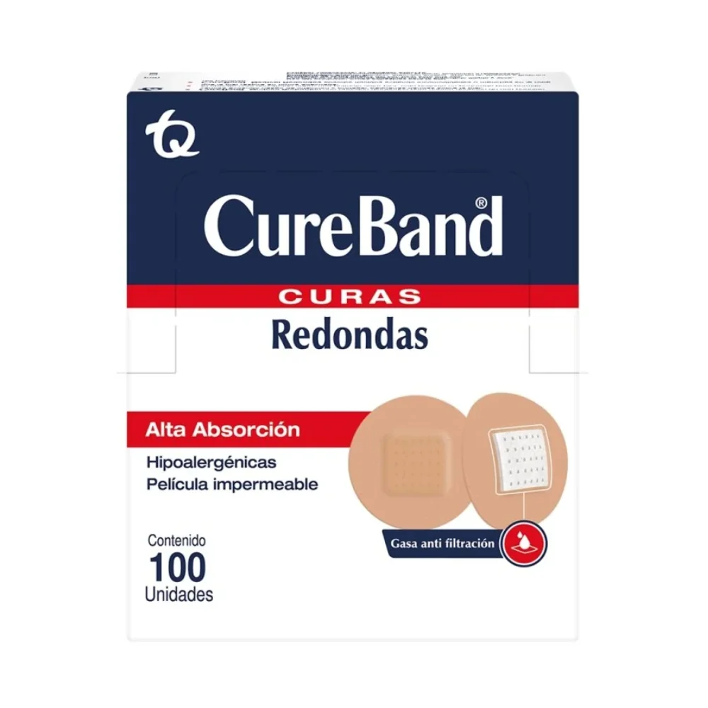 [REDONDO] Curita Redondo Venditas Adhesivas CureBand Premium c/100 venditas redondas
